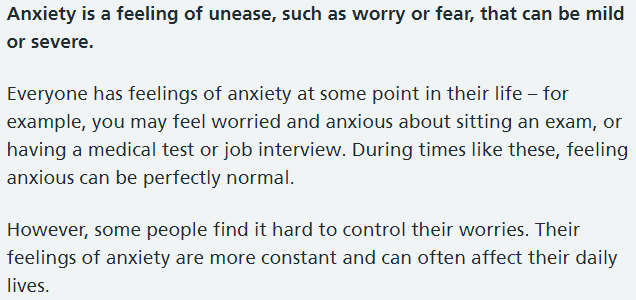 NHS Anxiety Description